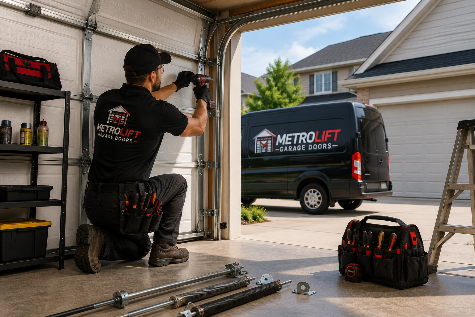 Garage Door Technician at Work