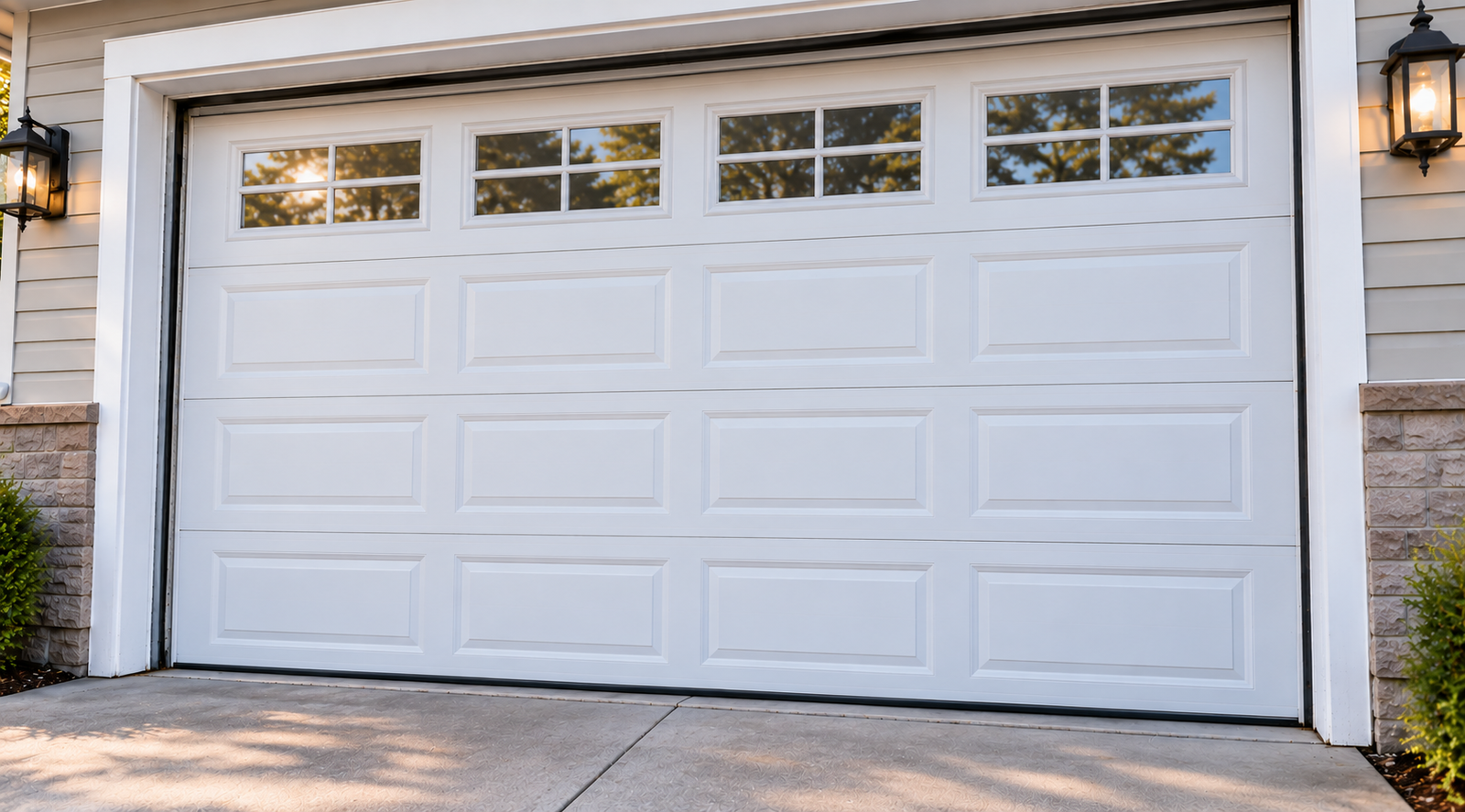Emergency garage door repair technician servicing a damaged garage door in Chicago