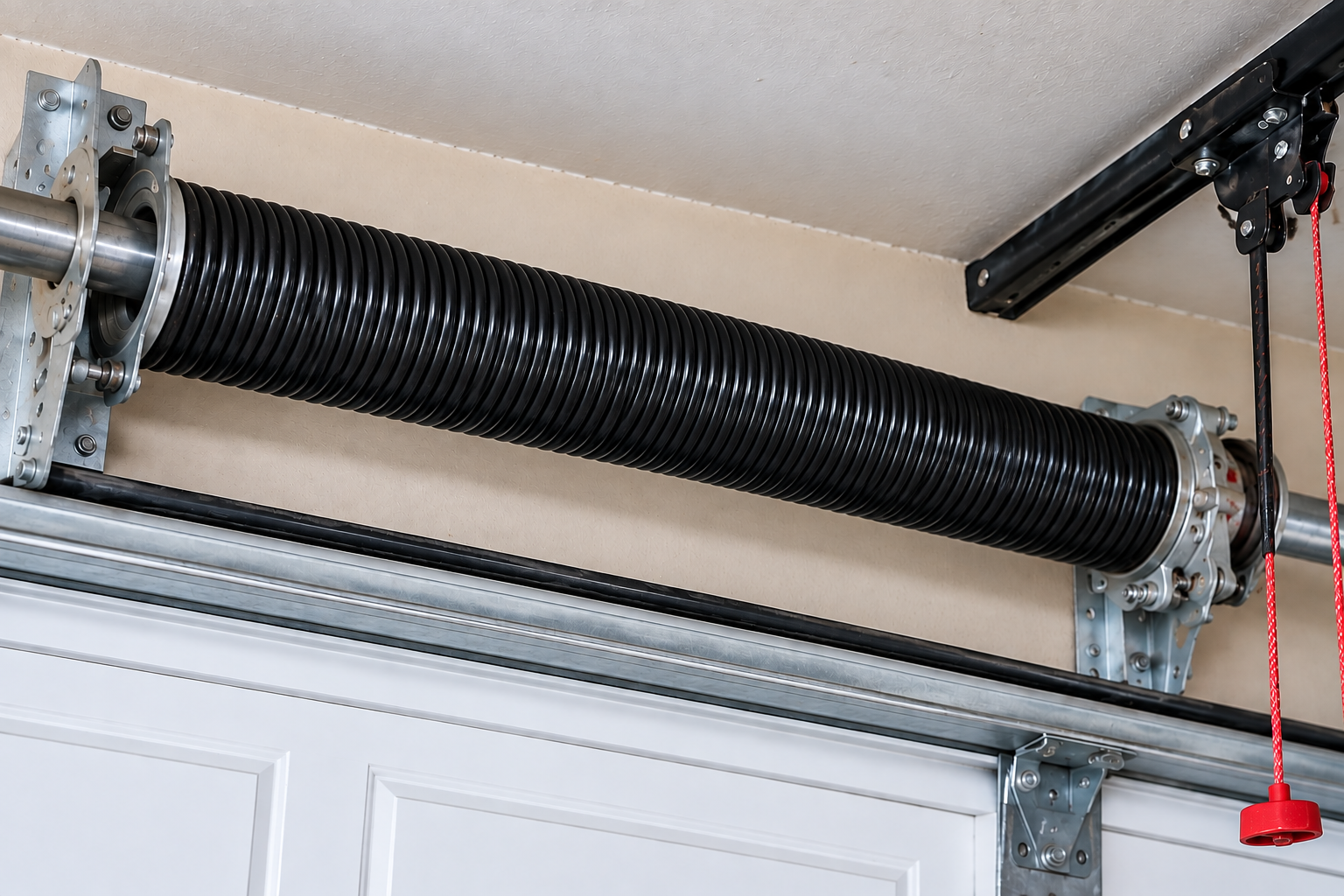 New garage door torsion spring professionally installed for smooth operation
